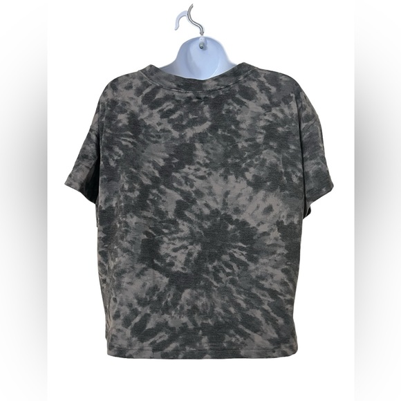 NWT Jenni Women's Gray Swirl Tie Dye Lounge Short Sleeve Crop Top - Picture 3 of 6